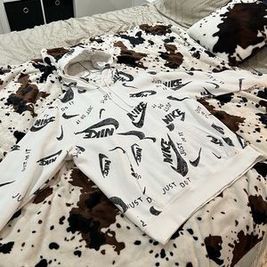 Nike White All over Graphic Logo Hoodie - Men